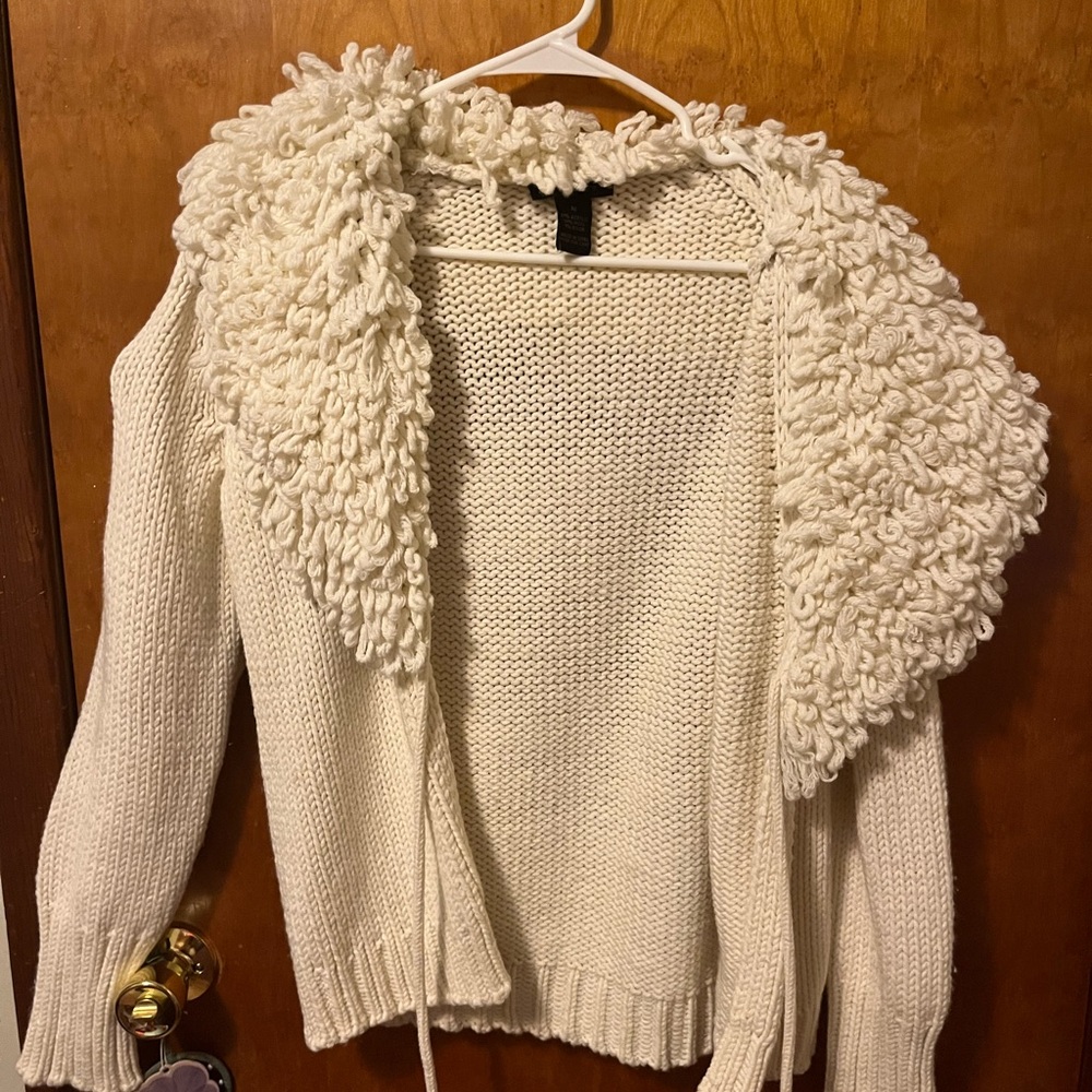The Limited Cream Cardigan with Textured Collar